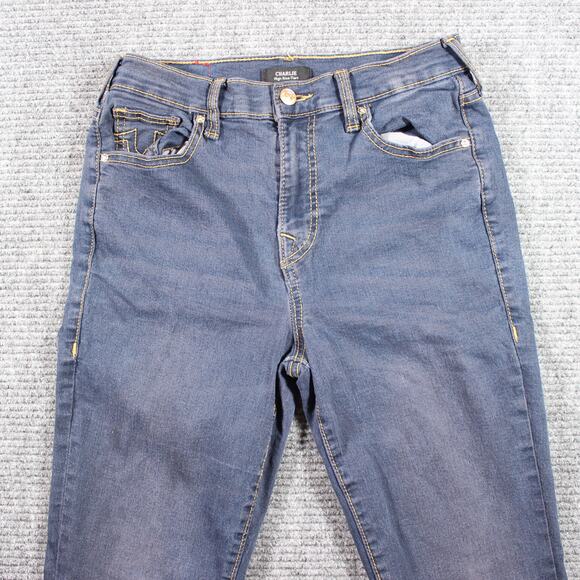 True Religion Charlie High Rise Flare Jeans Womens 27 Blue Stretch - Picture 3 of 12
